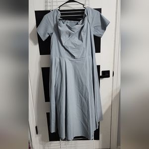 Dusty Blue fit and flare dress